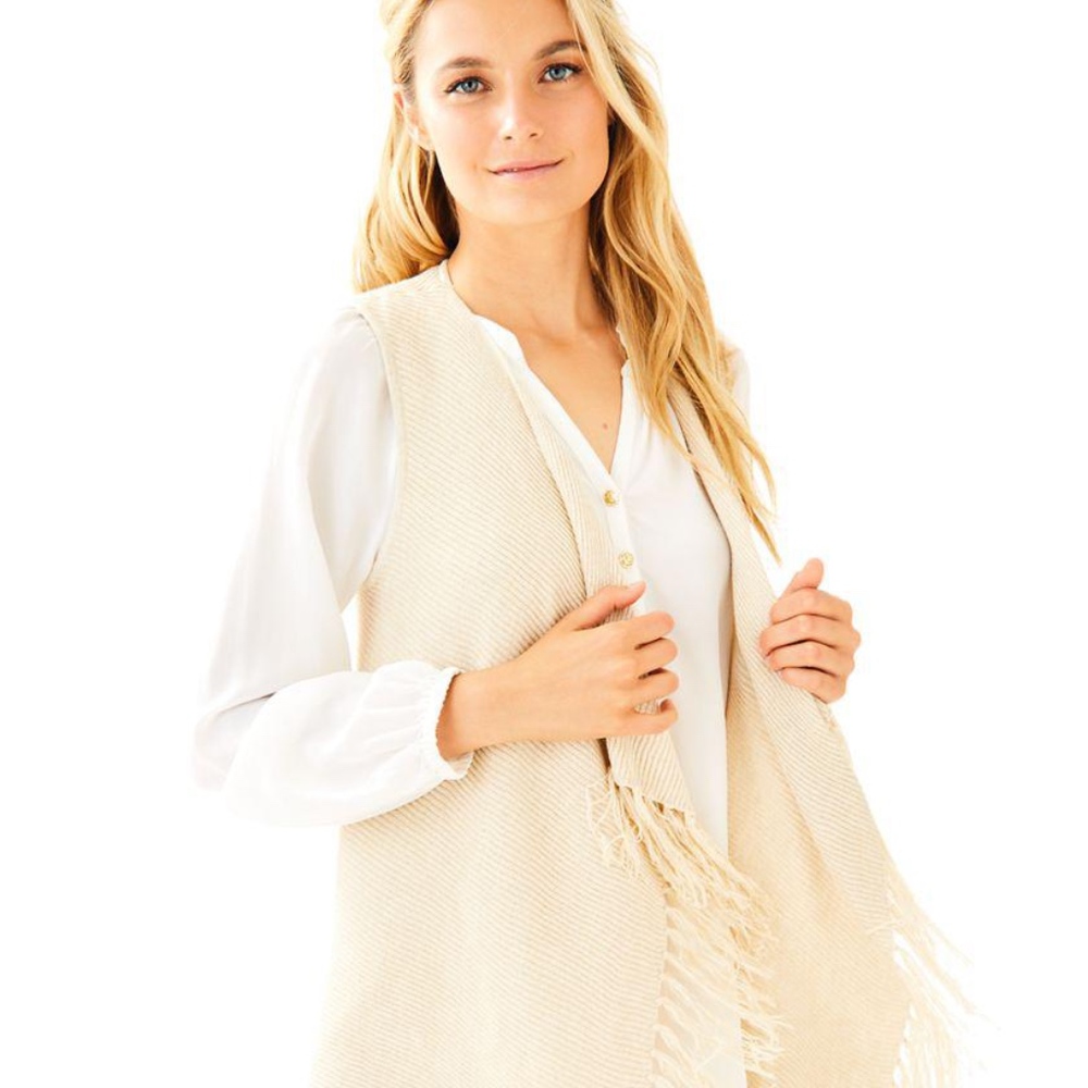 Lilly Pulitzer Andella Cream Sweater Vest Small